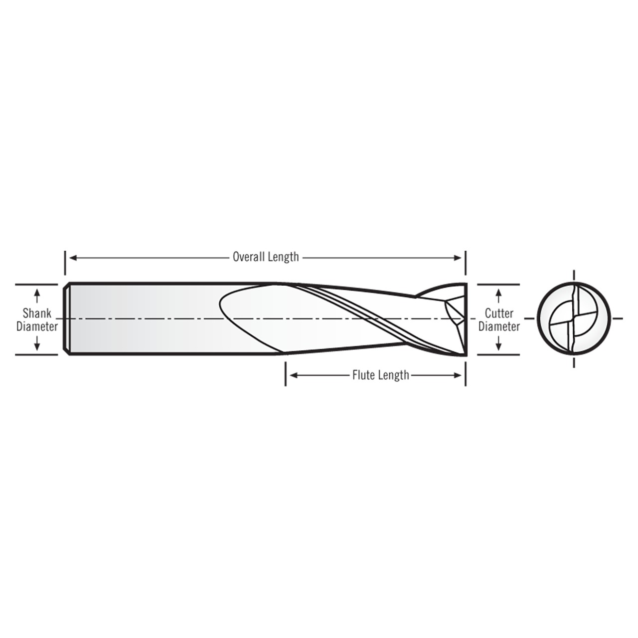 RobbJack MNR-204-04-DLC | 4.00mm Diameter x 4.00mm Shank x 50.00mm OAL 2 Flute DLC Coated Square End Mill