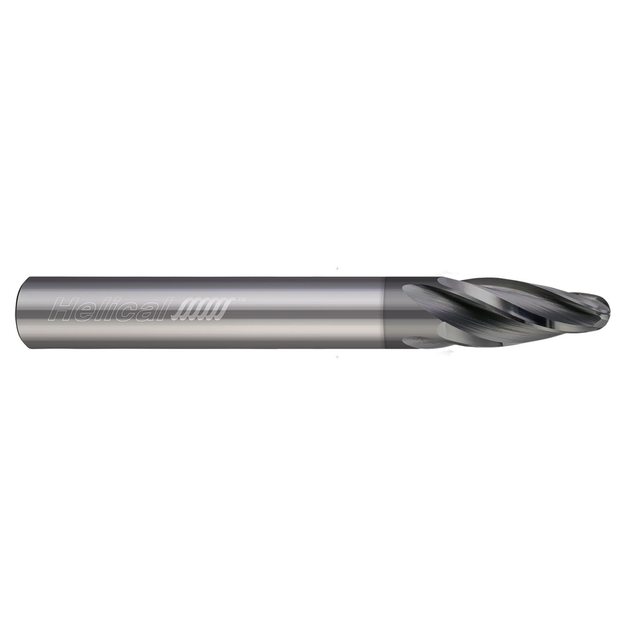 Helical Solutions 87976 | HMAF-AL-4 0.5000" Diameter x 0.5000" Shank x 4.0000" OAL x 1.1013" LOC 4 Flute Nplus Coated Barrel Cutter End Mill