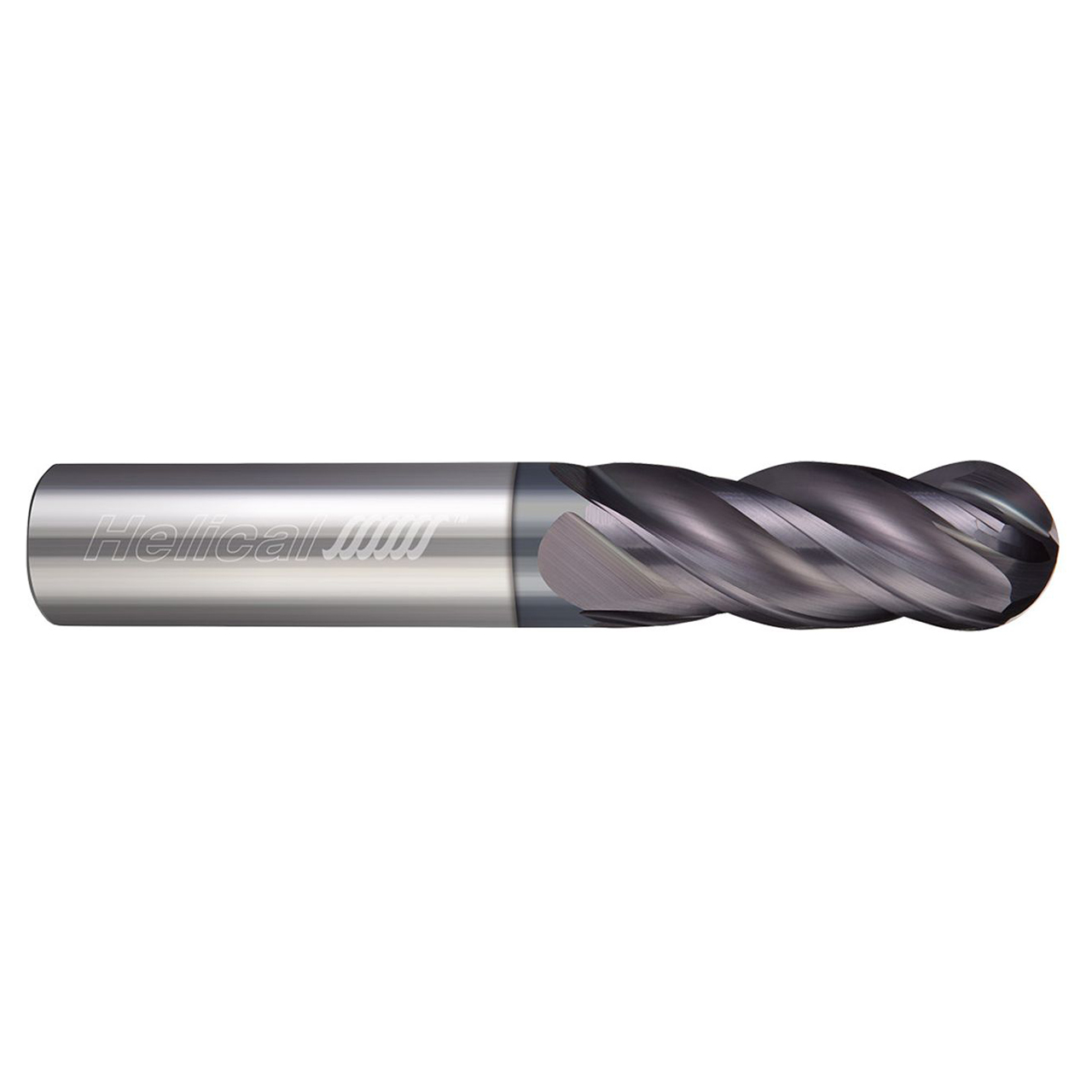 Helical Solutions 88175 | HSV-4 0.1562" Diameter x 0.1875" Shank x 2.0000" OAL x 0.3125" LOC 4 Flute Aplus Coated Ball End Mill