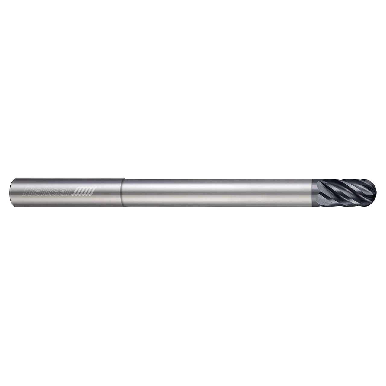 Helical Solutions 88602 | HEV-RN-6 0.2500" Diameter x 0.2500" Shank x 4.0000" OAL x 0.3750" LOC 6 Flute Aplus Coated Ball End Mill