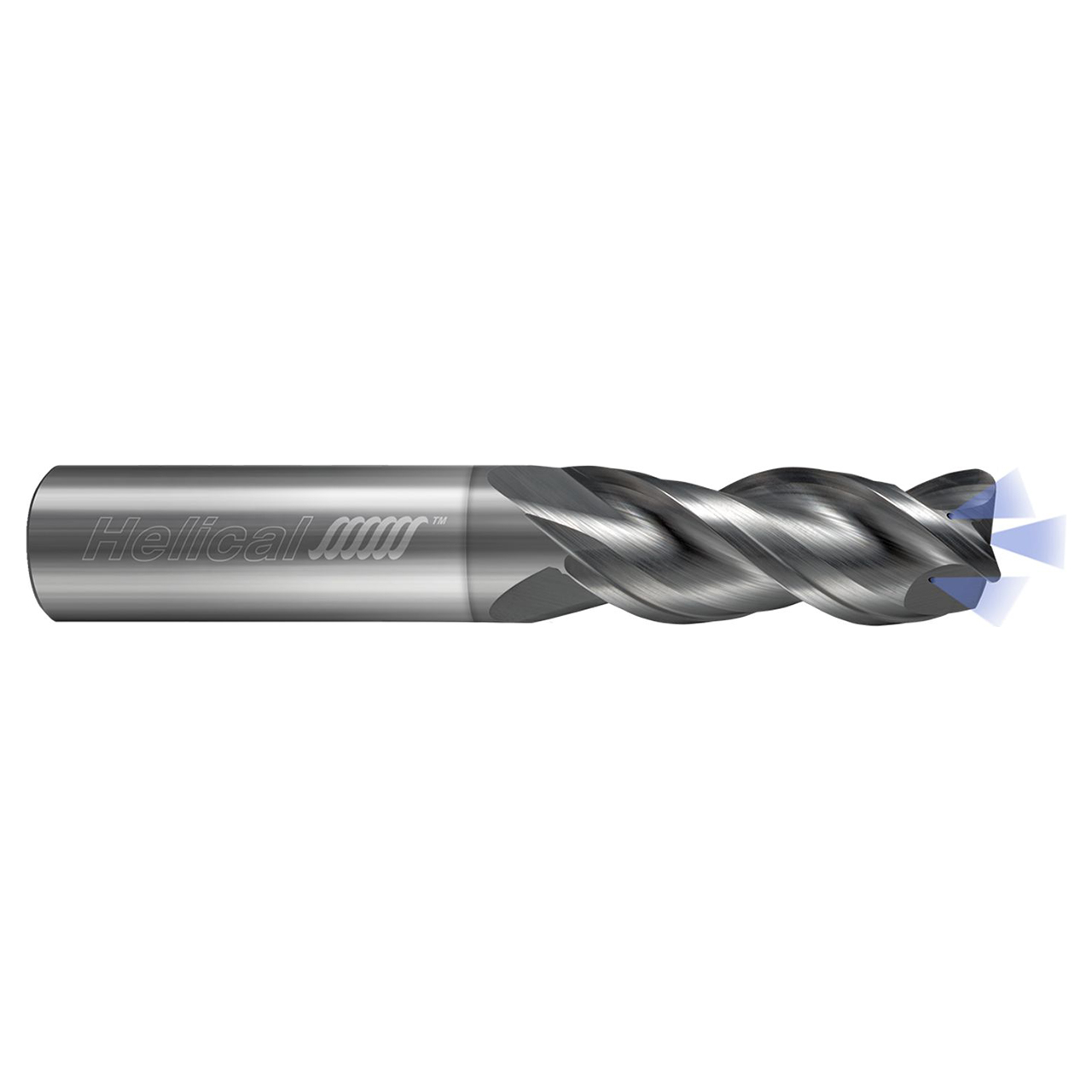 Helical Solutions 88101 | H40ALVC-3 0.2500" Diameter x 0.2500" Shank x 2.0000" OAL x 0.3750" LOC 3 Flute Uncoated Corner Radius End Mill