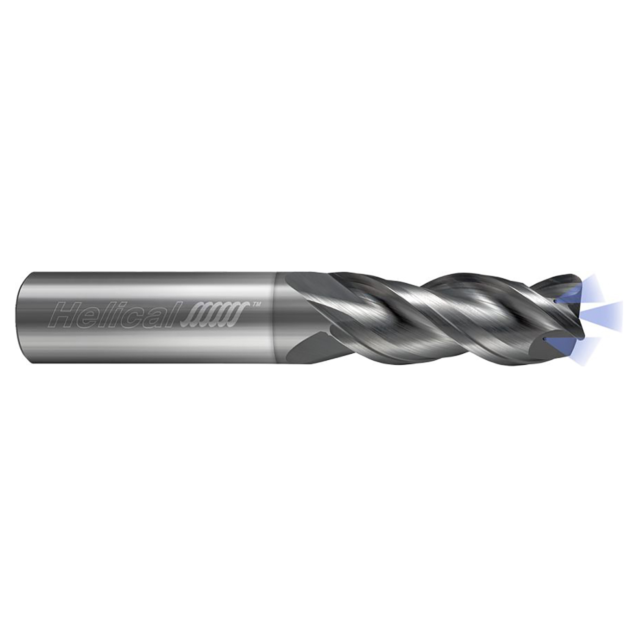 Helical Solutions 88114 | H40ALVC-3 0.3750" Diameter x 0.3750" Shank x 2.0000" OAL x 0.0600" Radius 3 Flute Nplus Coated Corner Radius End Mill