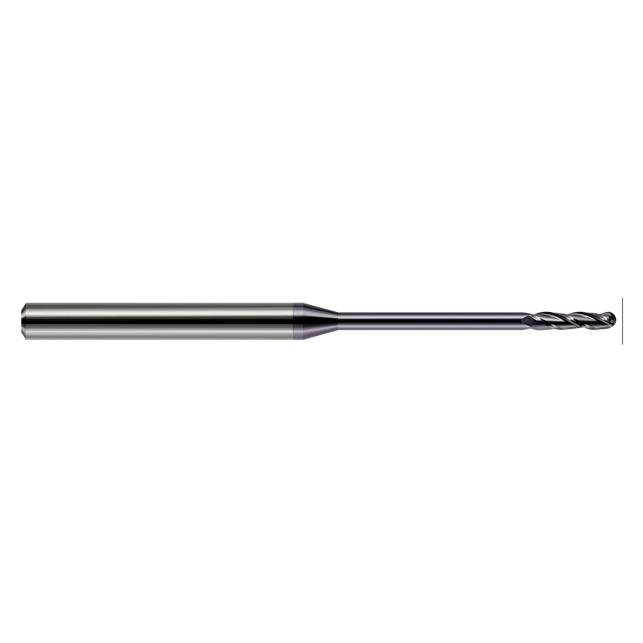 Harvey Tool 13812 | 0.012" Diameter x 1/8" Shank x 0.060" LOC x 2-1/2" OAL 3 Flute Uncoated Ball End Mill