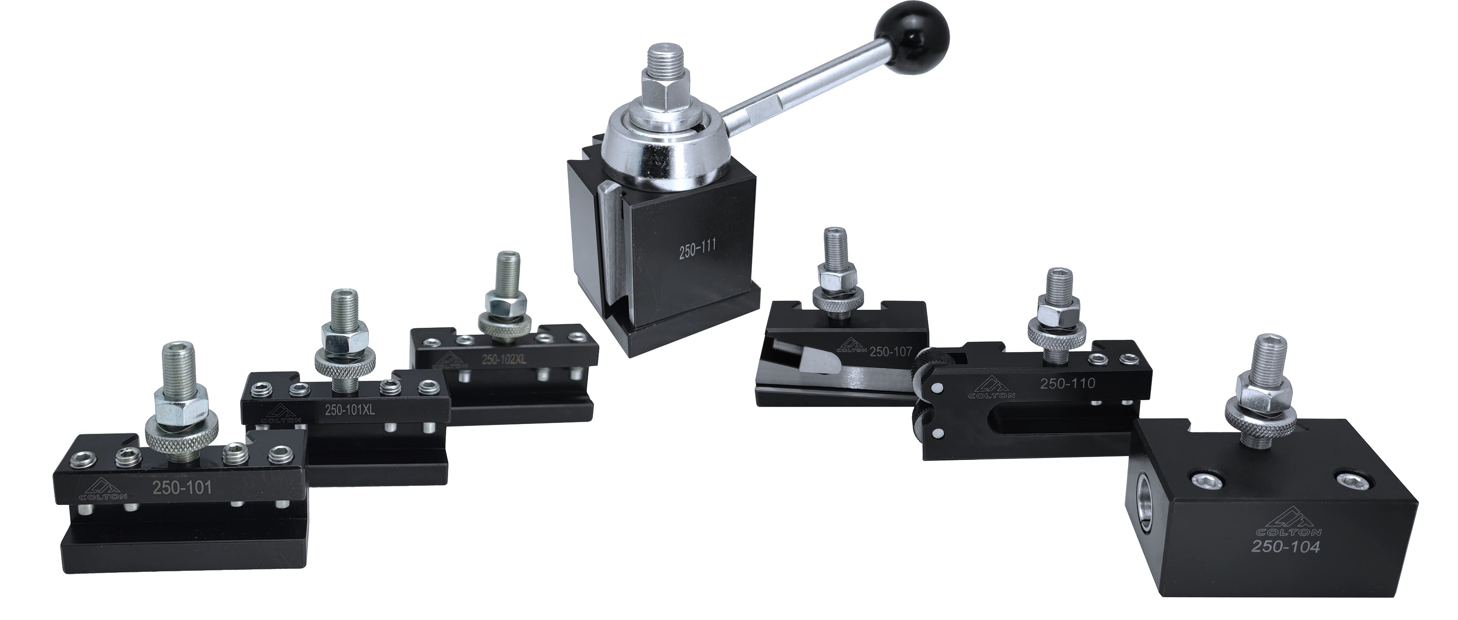 Colton Industrial Tools 97118 | 7 Piece Complete Set- AXA Quick Change Wedge Style Tool Post With #1, #1XL, #2XL, #4, #7, #10 Holders