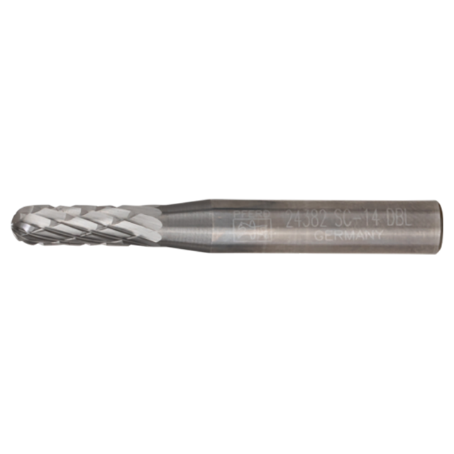 Pferd 21724382 | 24382 3/16" Diameter x 1/4" Shank x 1-15/16" OAL x 5/8" LOC Annealed cast iron Burr