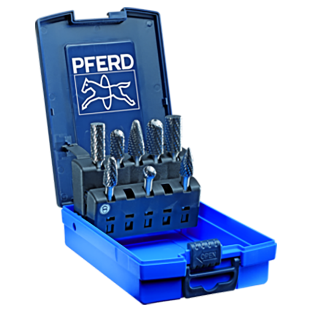 Pferd 21726546 | 26546 1/4" Shank Diameter Single Cut Annealed cast iron Burr Set