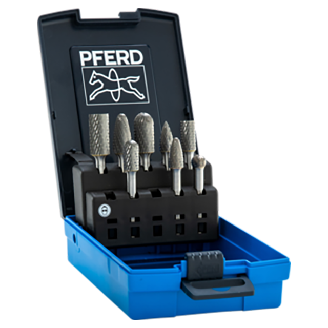 Pferd 21726547 | 26547 1/4" Shank Diameter Double Cut Annealed cast iron Burr Set