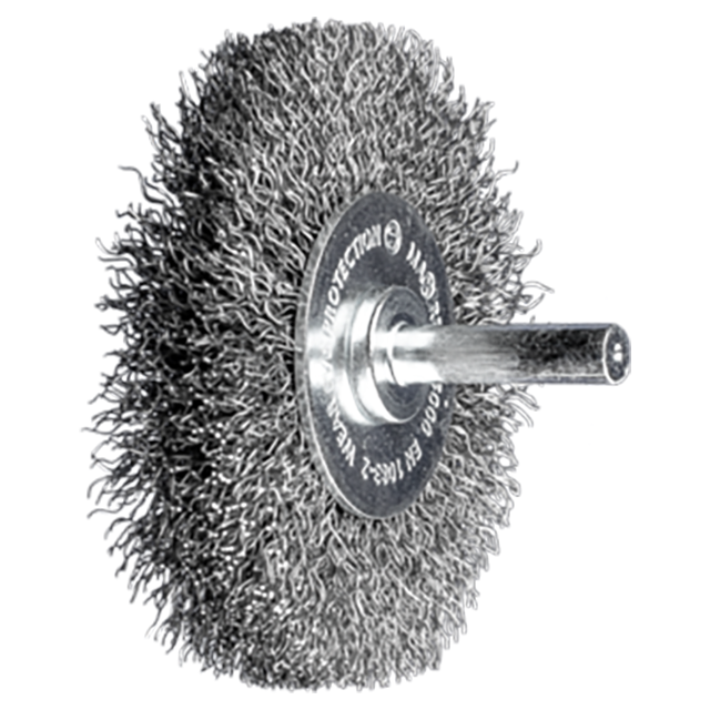 Pferd 43740006 | 764084 3" Diameter x 1/4" Shank x 9/16" Width Cast iron Crimped Wheel Brush