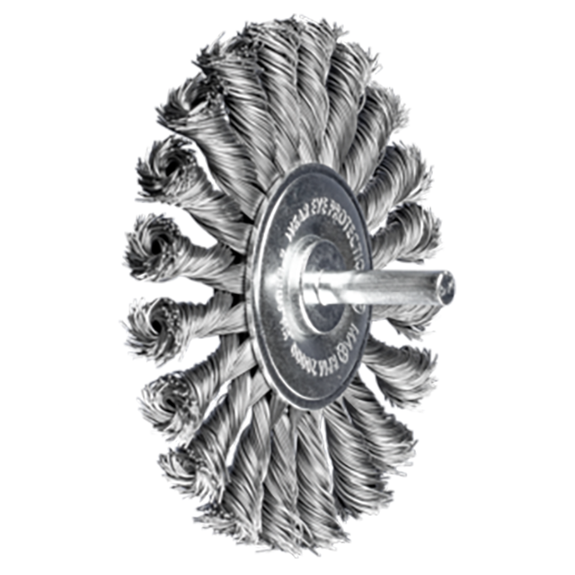 Pferd 43740030 | 763933 4" Diameter x 1/4" Shank x 1/2" Width Cast iron Knot Wheel Brush