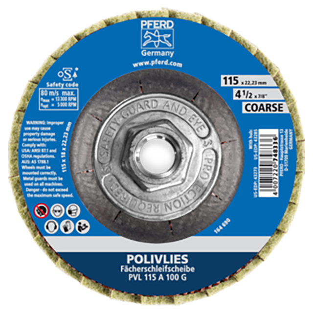 Pferd 47202059 | 43285 4-1/2" Diameter x 100 Grit Aluminum Oxide Flap Disc