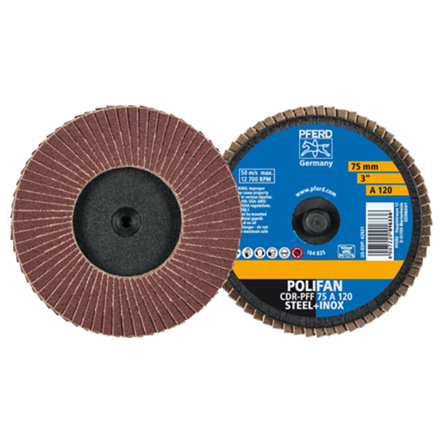 Pferd 47202532 | 42921 3" Diameter x 120 Grit Aluminum Oxide Flap Disc
