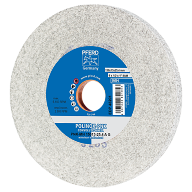 Pferd 47802638 | 48201 6" Diameter x 1/2" Width Aluminum Oxide Deburring Wheel