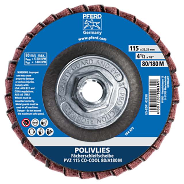 Pferd 47803071 | 43310 4-1/2" Diameter x 80 Grit Ceramic CO-COOL Flap Disc