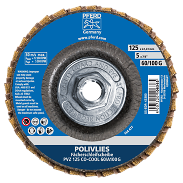 Pferd 47803073 | 43312 5" Diameter x 60 Grit Ceramic Oxide CO-COOL Flap Disc