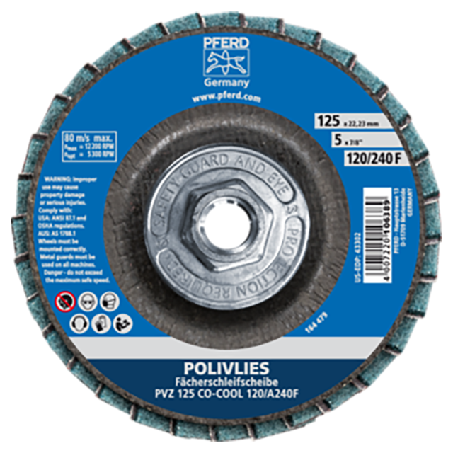 Pferd 47803075 | 43314 5" Diameter x 120 Grit Ceramic Oxide CO-COOL Flap Disc