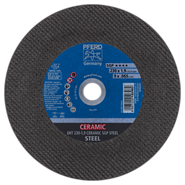 Pferd 61323019 | 63666 9" Diameter x 0.065" Width Ceramic Oxide Cutoff Wheel