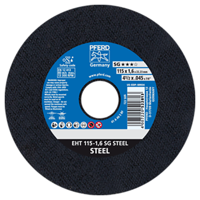 Pferd 61330122 | 69934 4-1/2" Diameter x 0.045" Width Aluminum Oxide Cutoff Wheel