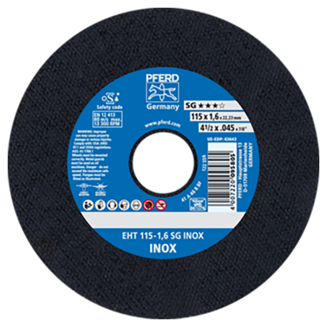 Pferd 61340424 | 63643 4-1/2" Diameter x 0.045" Width Aluminum Oxide Cutoff Wheel