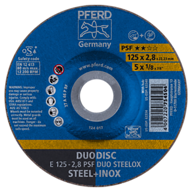 Pferd 62012620 | 63334 5" Diameter x 3/32" Width Aluminum Oxide Cutoff Wheel