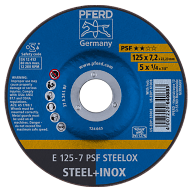 Pferd 62012640 | 61003 5" Diameter x 1/4" Width Aluminum Oxide Grinding Wheel