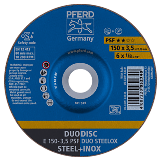 Pferd 62015420 | 63335 6" Diameter x 1/8" Width Aluminum Oxide Cutoff Wheel