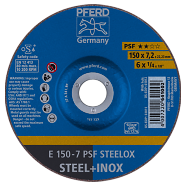Pferd 62015640 | 61011 6" Diameter x 1/4" Width Aluminum Oxide Grinding Wheel