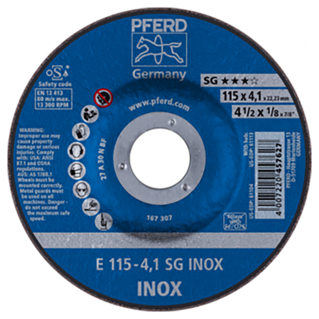 Pferd 62211423 | 61104 4-1/2" Diameter x 1/8" Width Aluminum Oxide Grinding Wheel