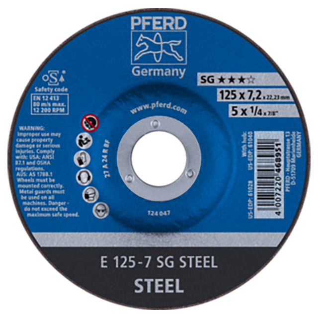 Pferd 62212626 | 61028 5" Diameter x 1/4" Width Aluminum Oxide Grinding Wheel