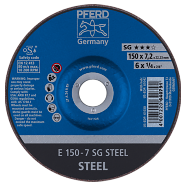 Pferd 62215726 | 61030 6" Diameter x 1/4" Width Aluminum Oxide Grinding Wheel