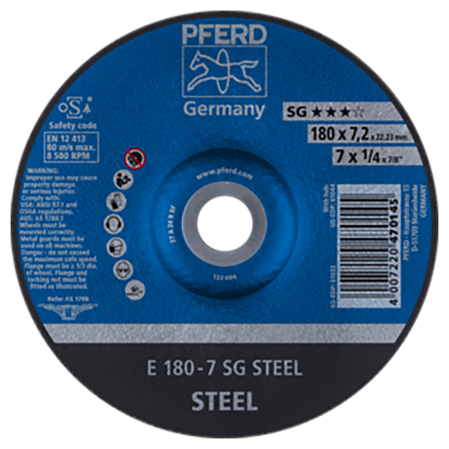 Pferd 62217626 | 61032 7" Diameter x 1/4" Width Aluminum Oxide Grinding Wheel