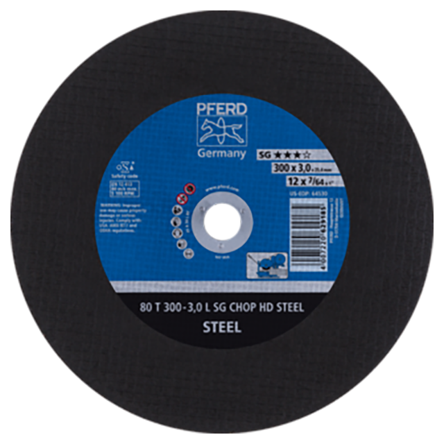 Pferd 66323080 | 64530 12" Diameter x 7/64" Width Aluminum Oxide Cutoff Wheel
