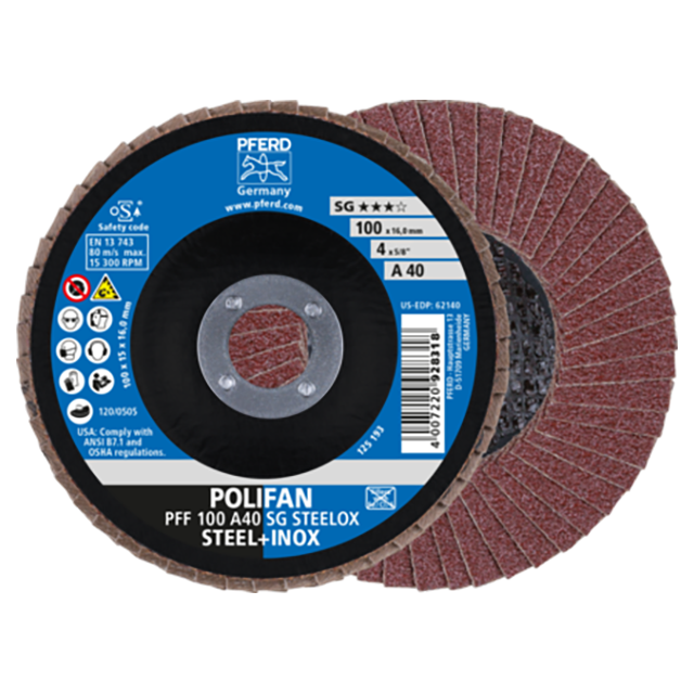 Pferd 67604100 | 62140 4" Diameter x 40 Grit Aluminum Oxide Flap Disc