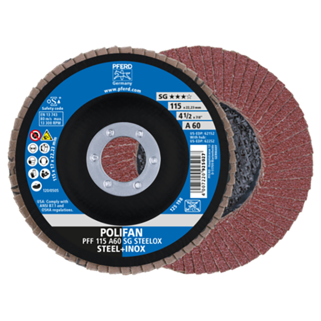 Pferd 67606115 | 62152 4-1/2" Diameter x 60 Grit Aluminum Oxide Flap Disc