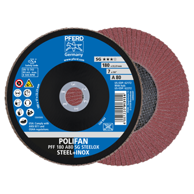 Pferd 67608185 | 62172 7" Diameter x 80 Grit Aluminum Oxide Flap Disc