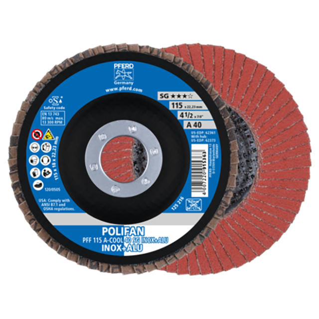 Pferd 67654115 | 62361 4-1/2" Diameter x 40 Grit Aluminum Oxide Flap Disc