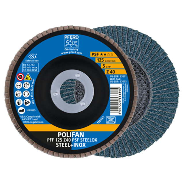 Pferd 67664125 | 63011 5" Diameter x 40 Grit Zirconia Flap Disc