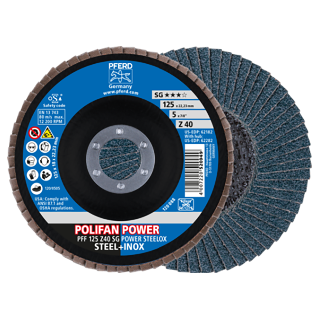 Pferd 67684125 | 62182 5" Diameter x 40 Grit Zirconia Flap Disc