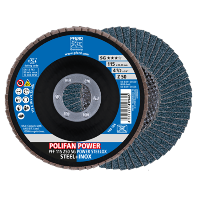 Pferd 67685116 | 64550 4-1/2" Diameter x 50 Grit Zirconia Flap Disc