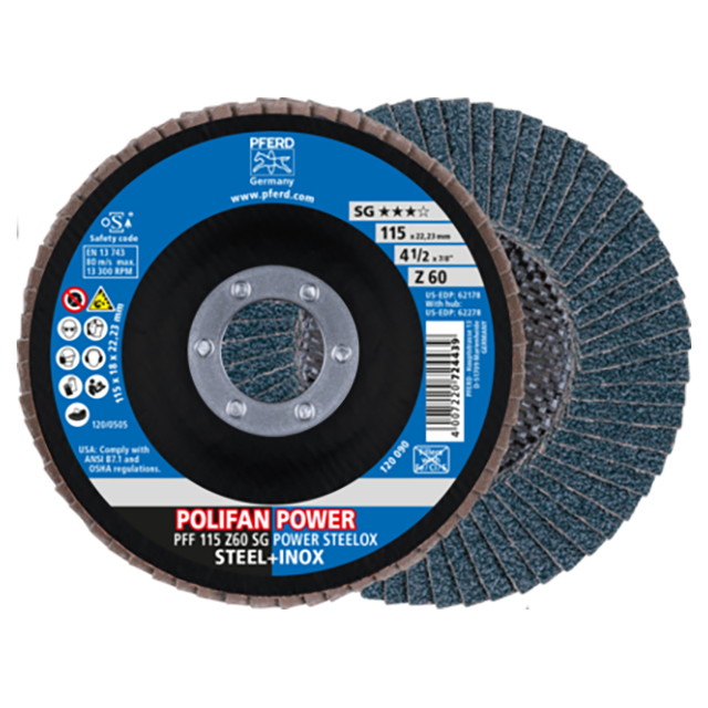 Pferd 67686115 | 62178 4-1/2" Diameter x 60 Grit Zirconia Flap Disc
