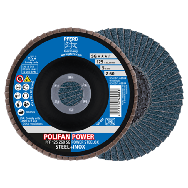Pferd 67686125 | 62184 5" Diameter x 60 Grit Zirconia Flap Disc