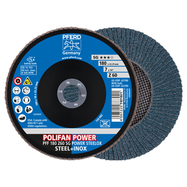Pferd 67686185 | 62190 7" Diameter x 60 Grit Zirconia Flap Disc