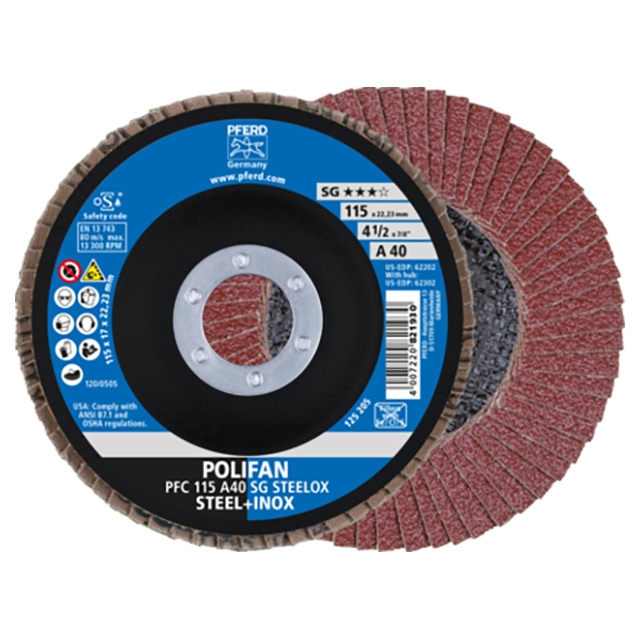 Pferd 67704115 | 62202 4-1/2" Diameter x 40 Grit Aluminum Oxide Flap Disc