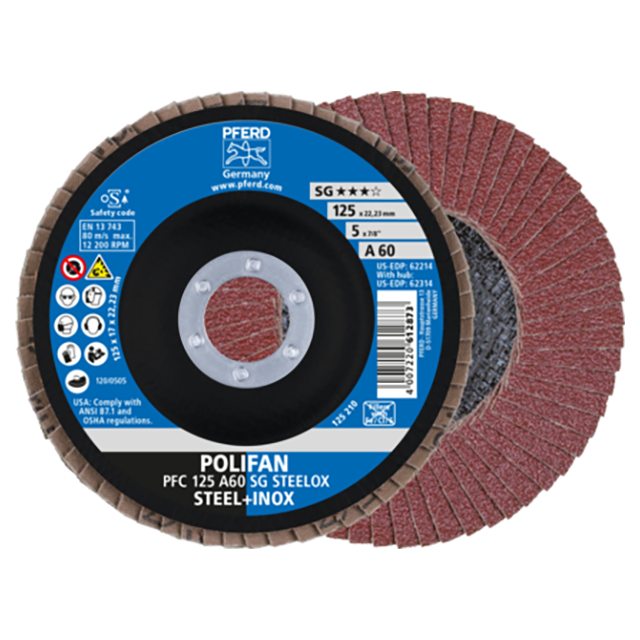 Pferd 67706125 | 62214 5" Diameter x 60 Grit Aluminum Oxide Flap Disc