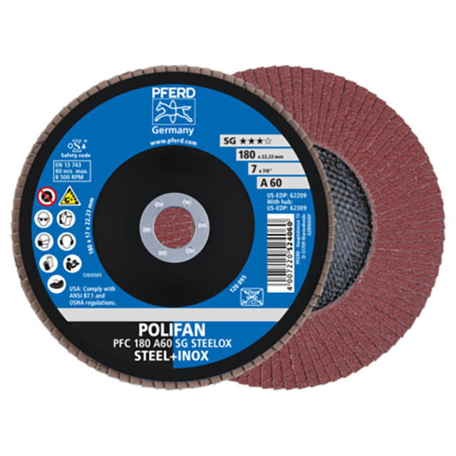 Pferd 67706185 | 62209 7" Diameter x 60 Grit Aluminum Oxide Flap Disc