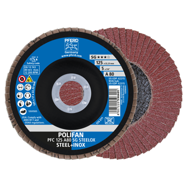 Pferd 67708125 | 62215 5" Diameter x 80 Grit Aluminum Oxide Flap Disc