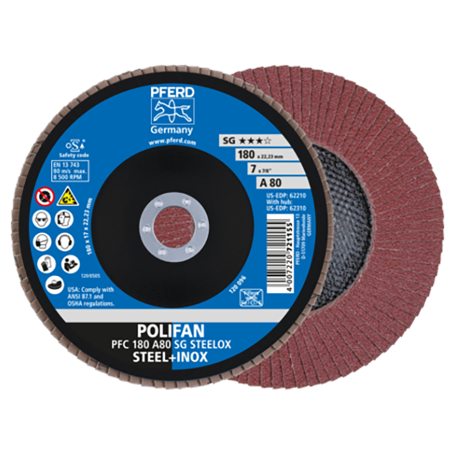 Pferd 67708185 | 62210 7" Diameter x 80 Grit Aluminum Oxide Flap Disc