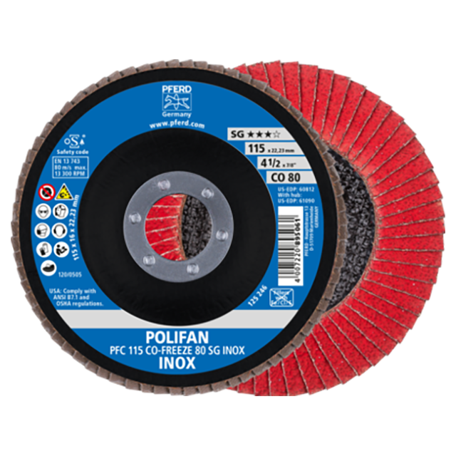 Pferd 67711580 | 60812 4-1/2" Diameter x 80 Grit Ceramic Flap Disc