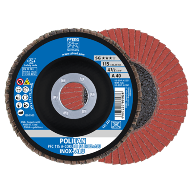 Pferd 67754115 | 62231 4-1/2" Diameter x 40 Grit Aluminum Oxide Flap Disc