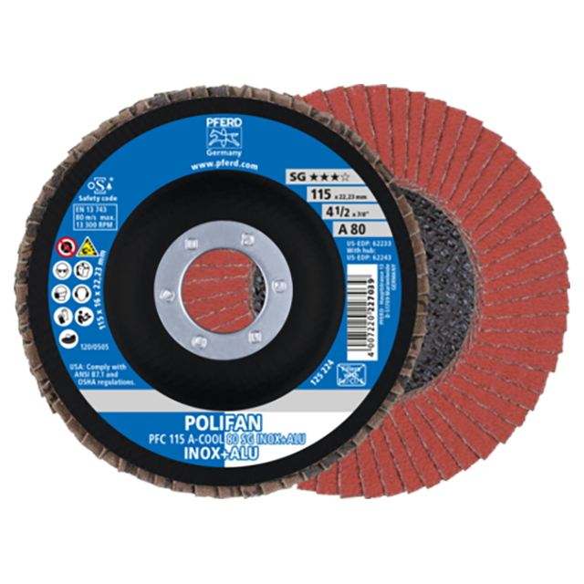 Pferd 67758115 | 62233 4-1/2" Diameter x 80 Grit Aluminum Oxide Flap Disc