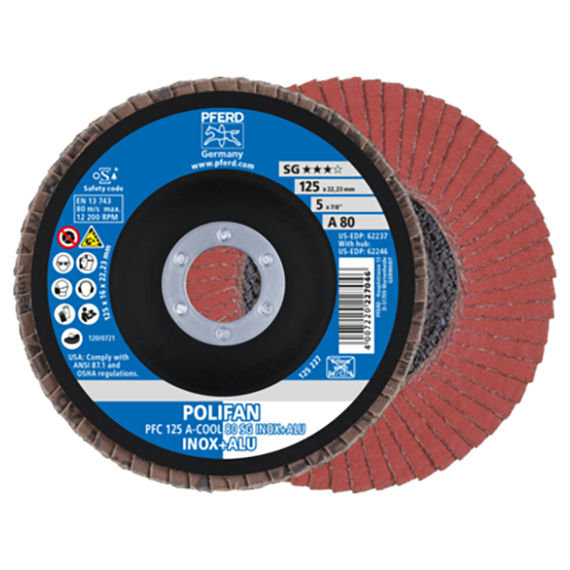 Pferd 67758125 | 62237 5" Diameter x 80 Grit Aluminum Oxide Flap Disc